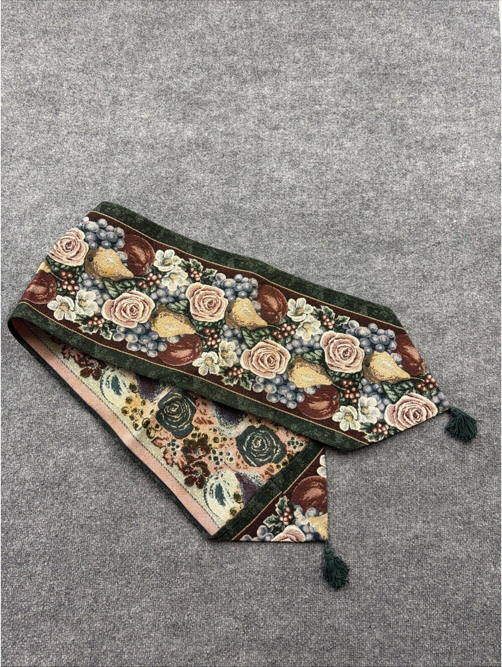 Tapestry Table Runner Fruit And Roses 60"